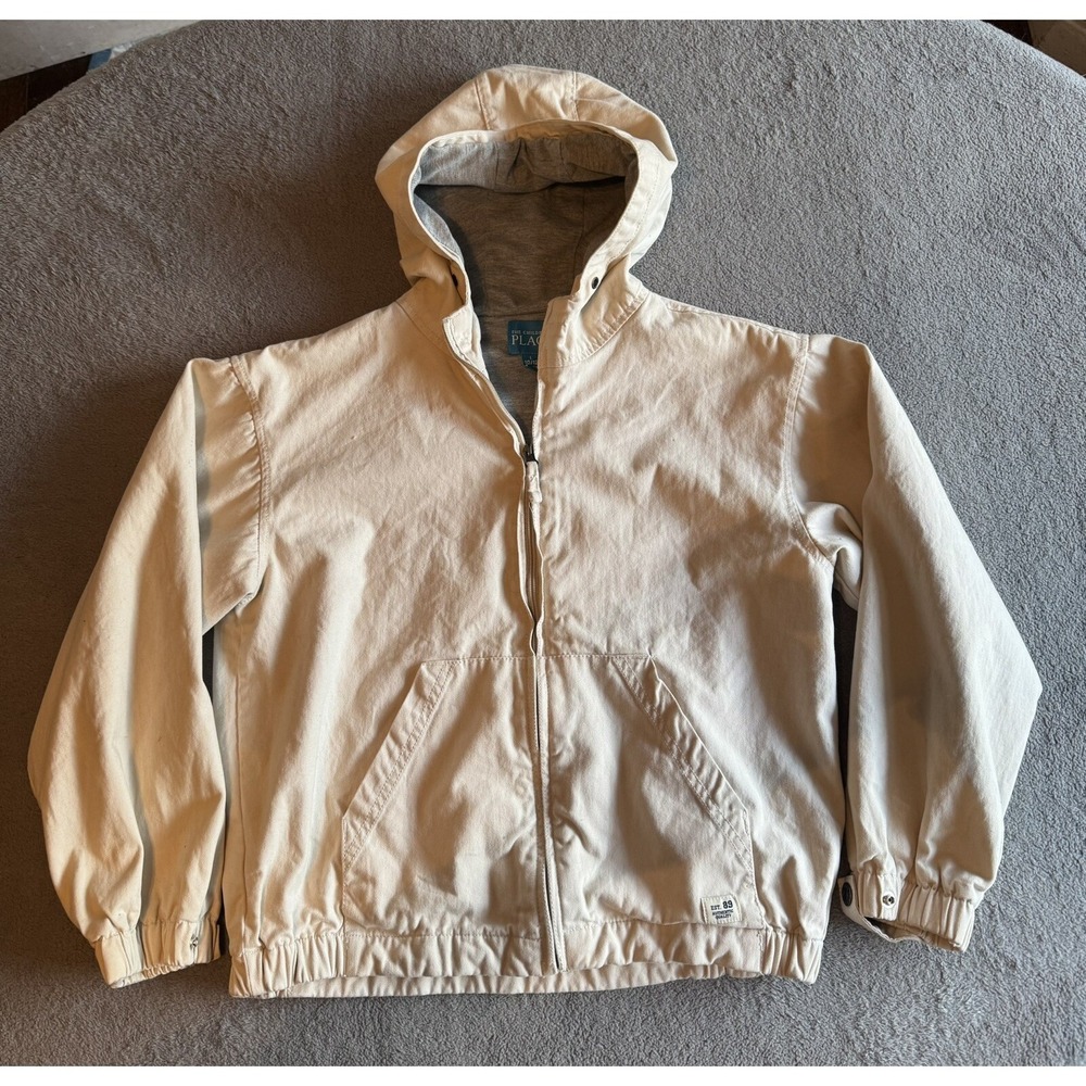 The Children's Place Coat Hooded Boys Large 10/12 Off White